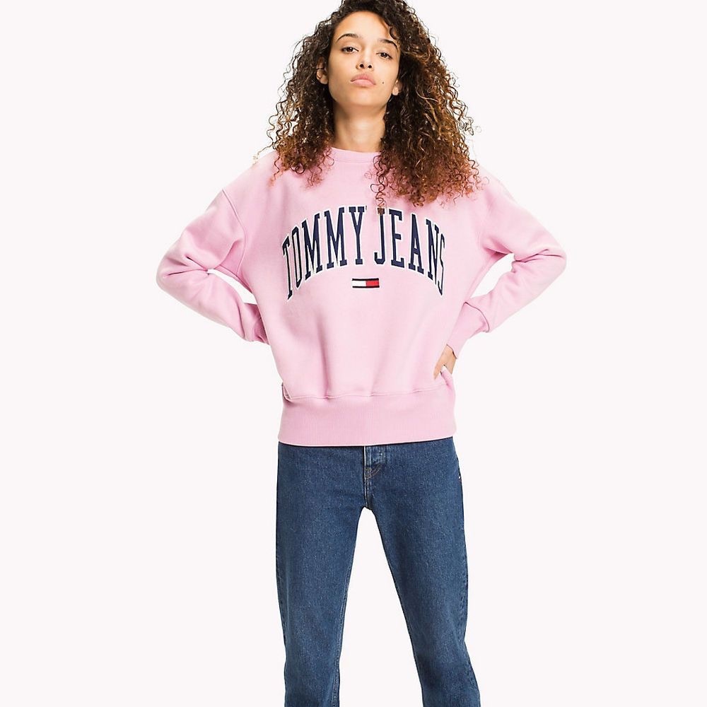 Tommy Jeans Pink Logo Crewneck